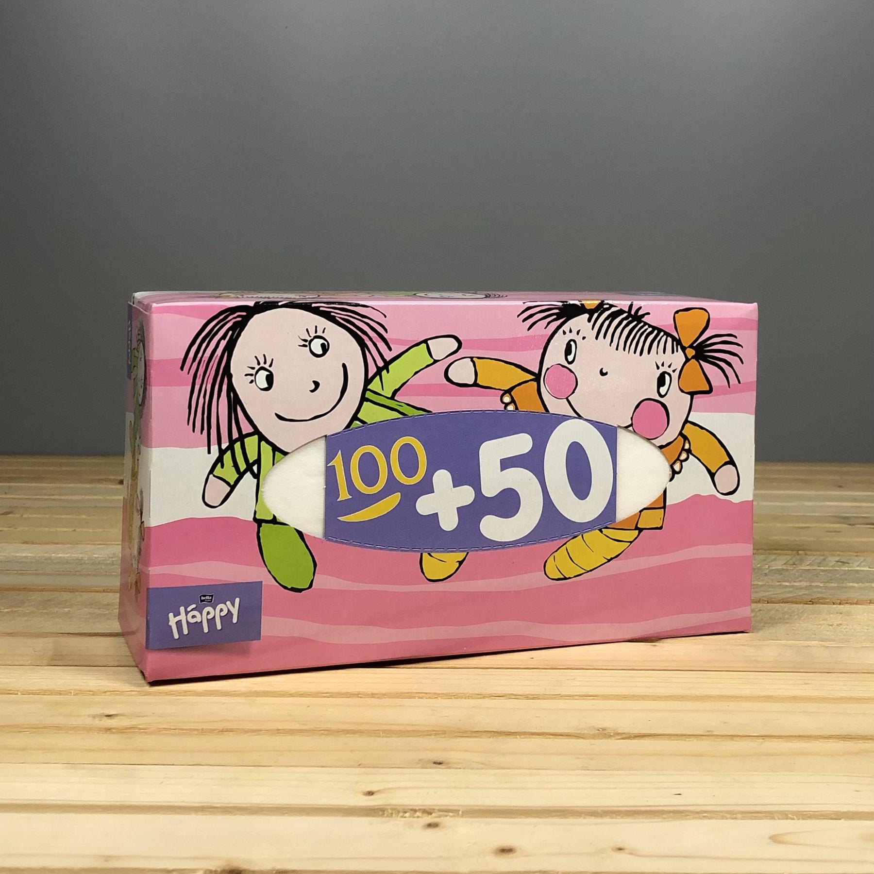 Хустинки паперові Bella baby Happy універсальні двошарові - 100+50 шт.